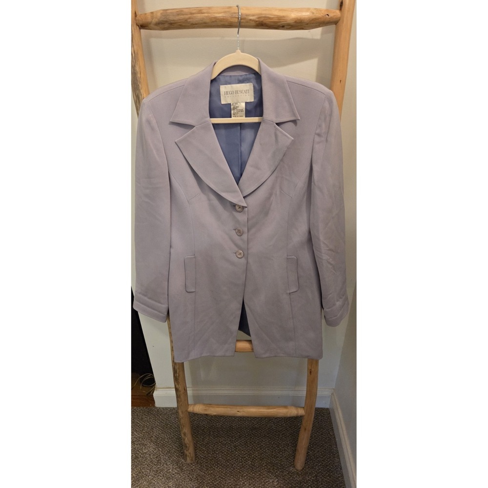 Vintage‎ 100% Silk Hugo Buscati Collection Women's Lilac Blazer Size 8